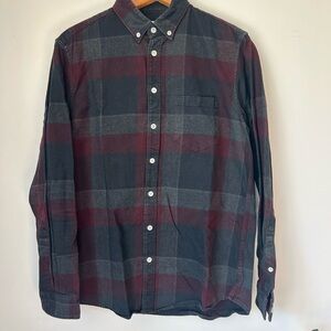 Steven Alan Black and Red Plaid, Flannel, Single Needle, LS Button Down Shirt